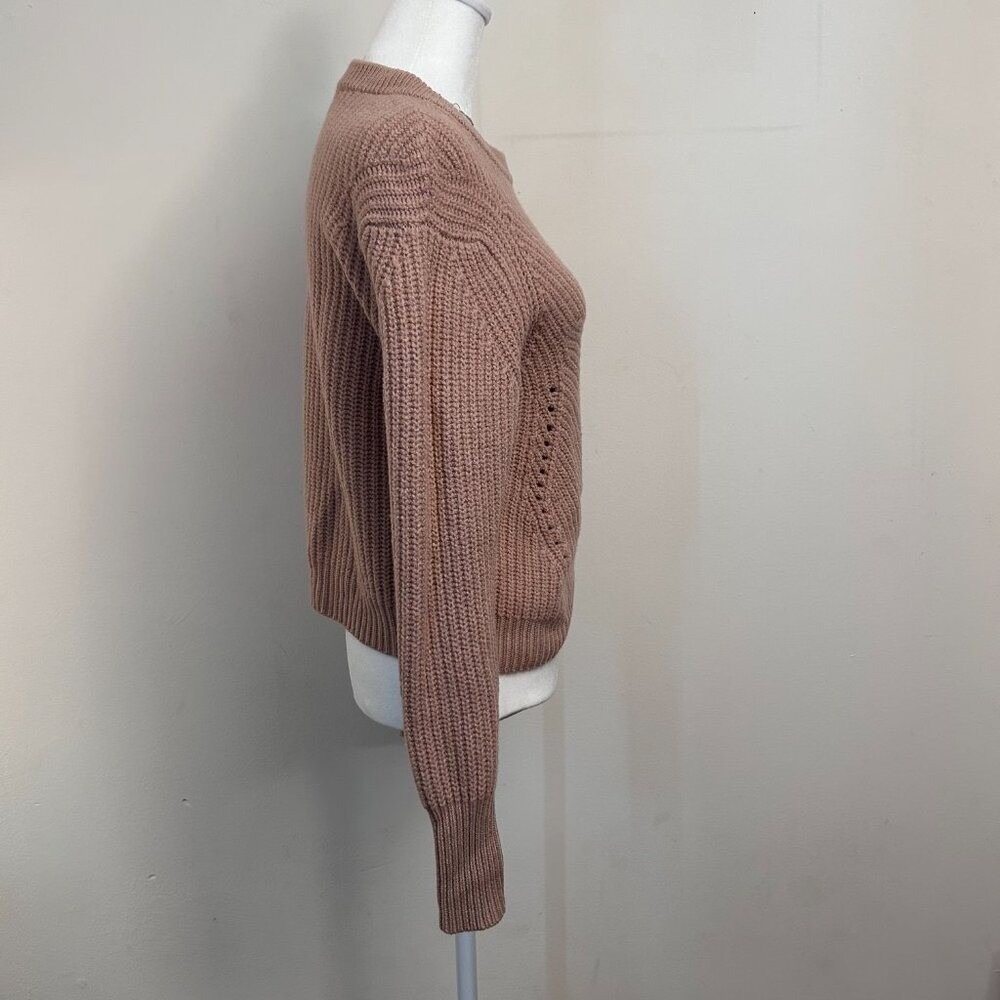 Wilfred Aritzia Merino Wool Pointelle Knit Sweater Mauve Pink XS - Picture 2 of 9